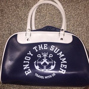 Zara Navy and White Summer Purse